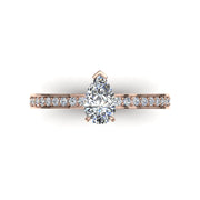 Solitaire Noémie bague diamant naturel poire et diamants naturels ronds 1.20 carat or rose